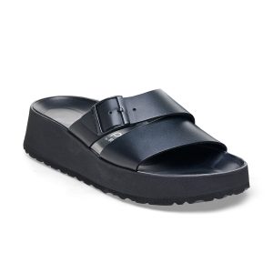 Almina Exquisite Platform Wedge Black Smooth Leather