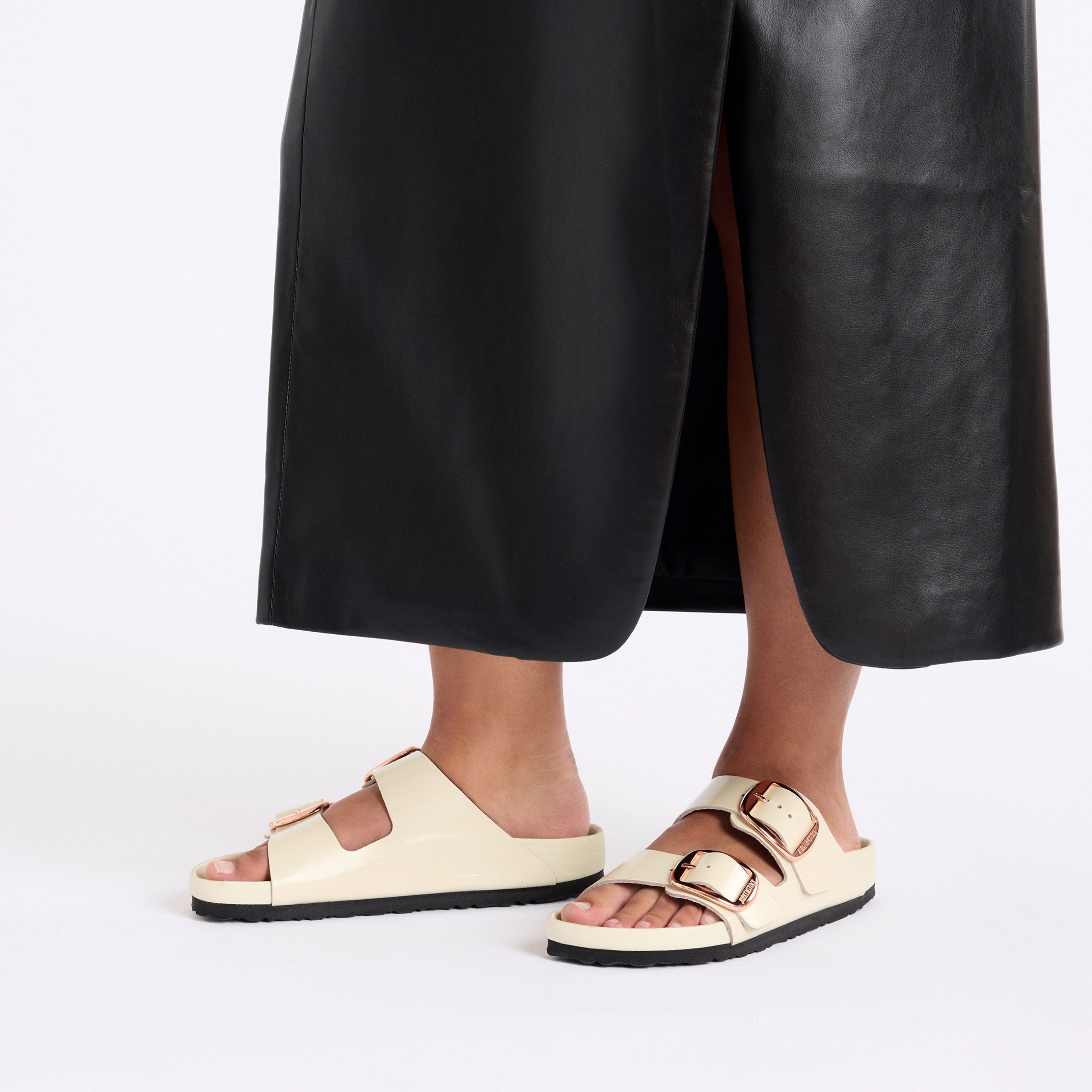 Arizona Big Buckle Exquisite High Shine Ecru Natural Leather Patent - Image 4