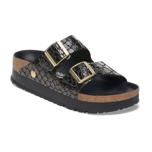 Arizona Flex Platform Shiny Croc Black Embossed Patent Leather