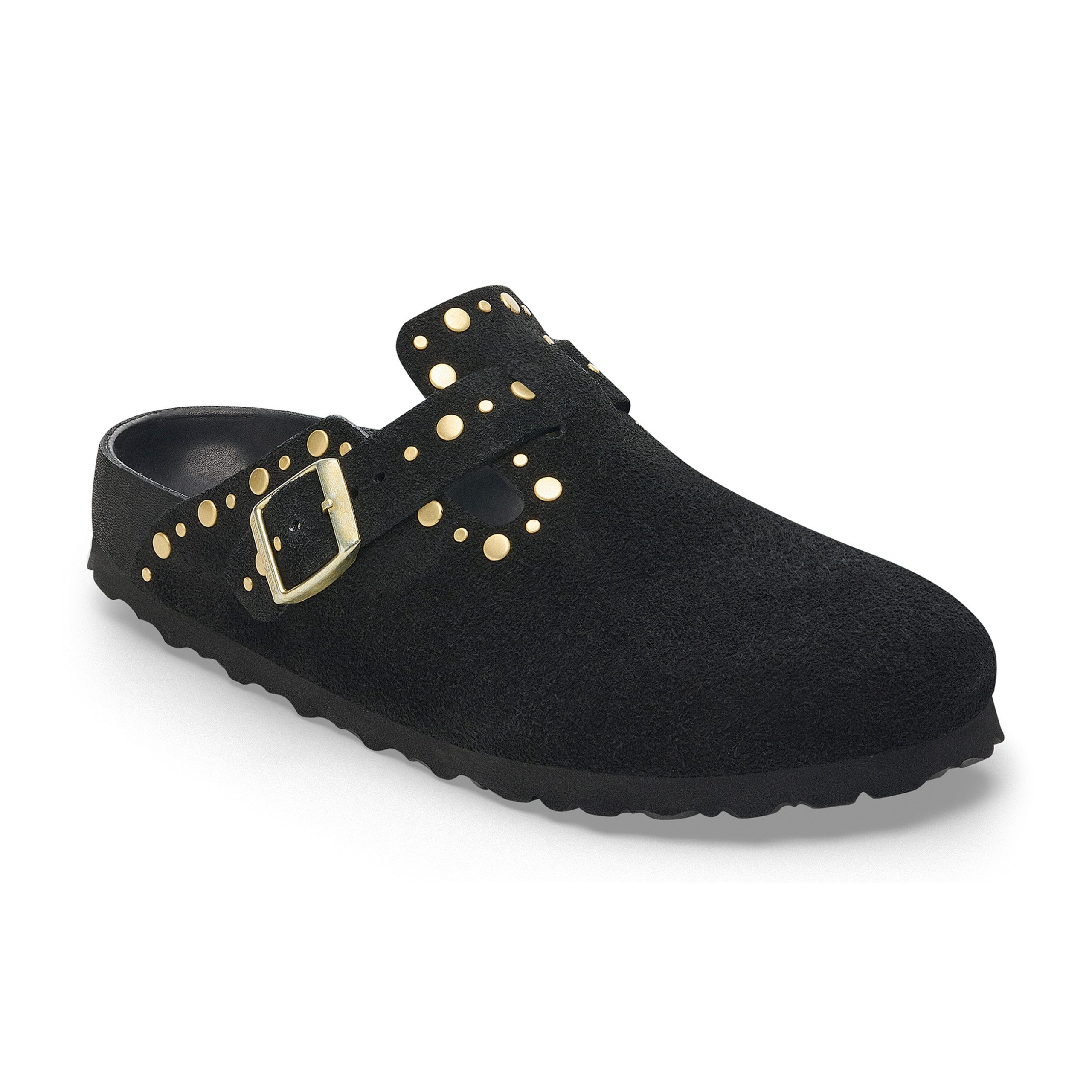 Boston Exquisite Rivets Black Suede Leather