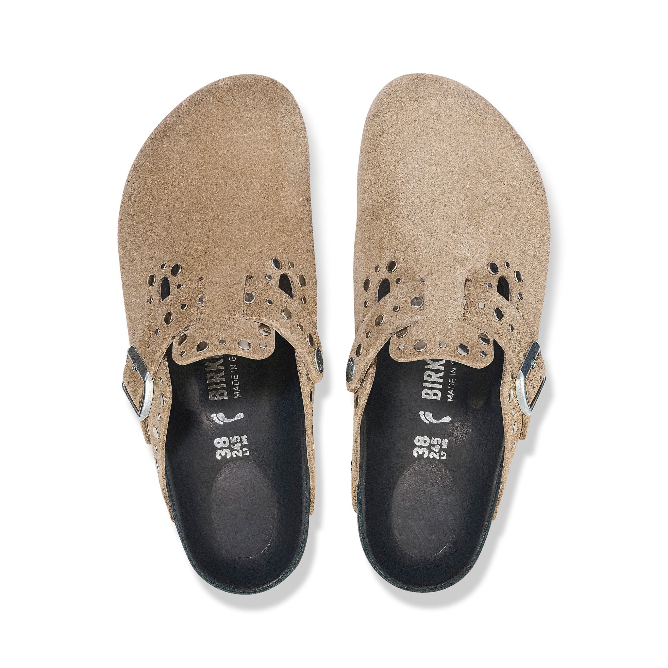 Boston Exquisite Rivets Taupe Suede Leather - Image 3