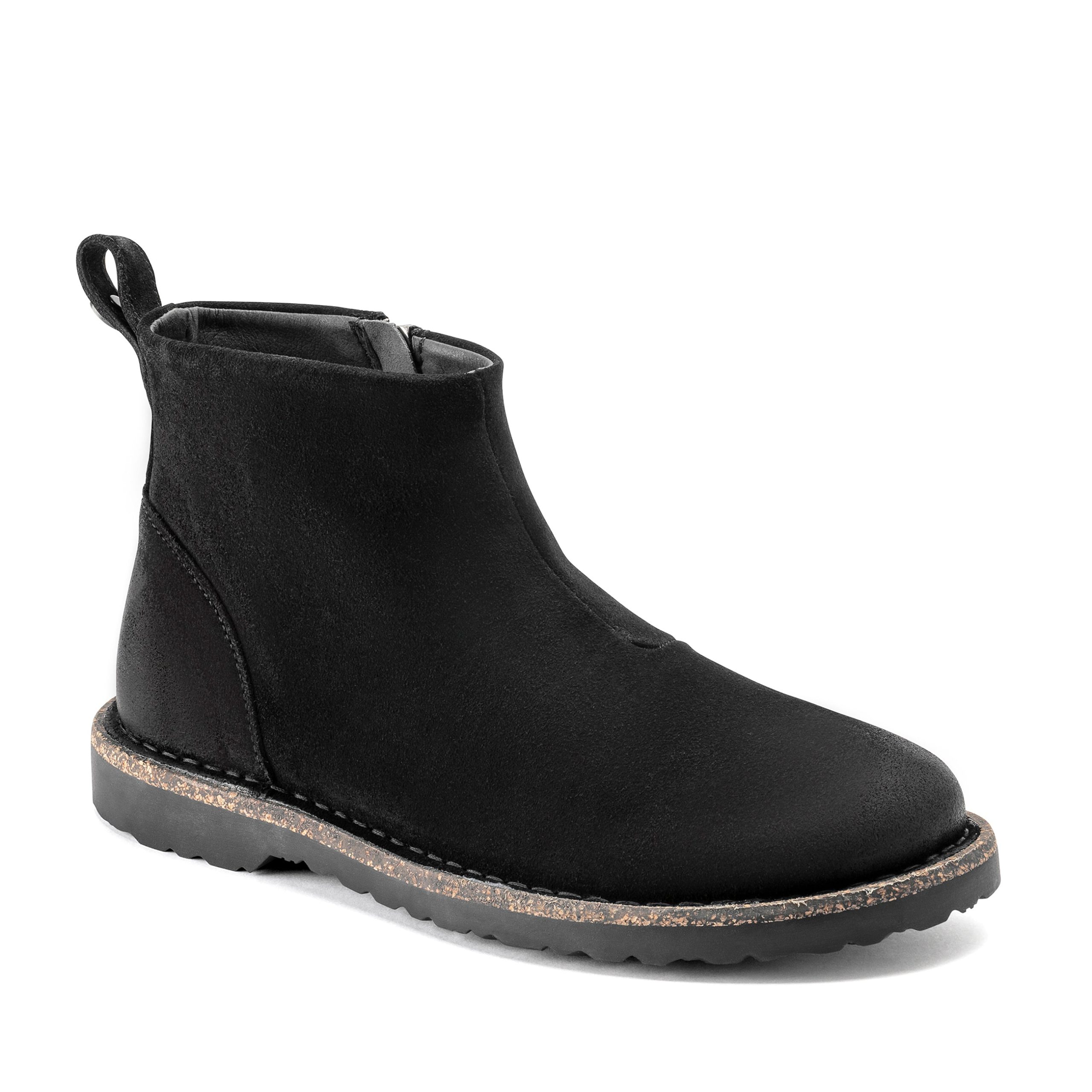 Melrose Black Waxy Suede Leather