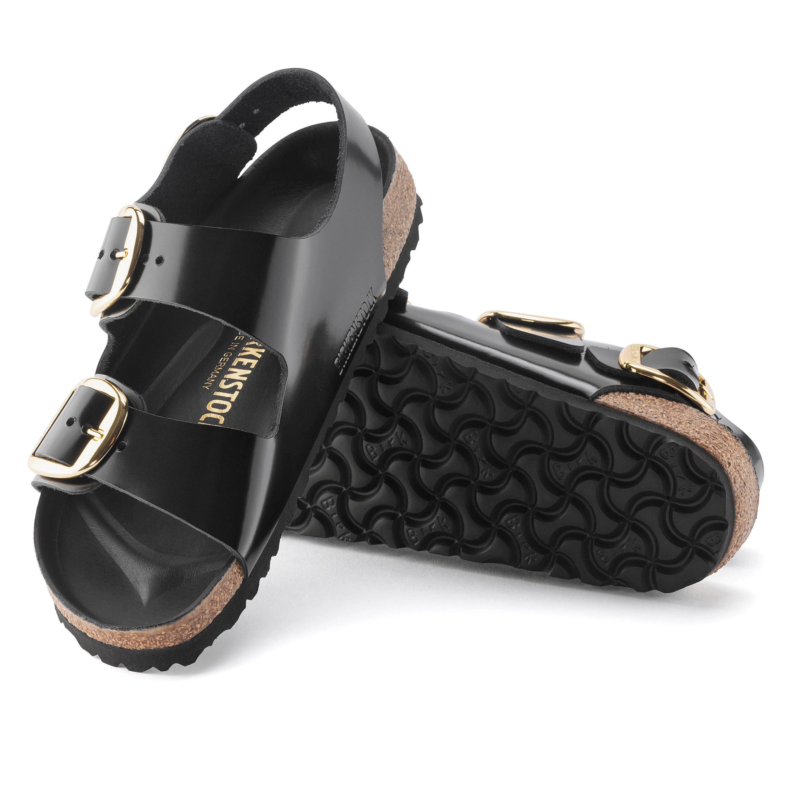 Milano Big Buckle High Shine Black Natural Leather Patent - Image 4