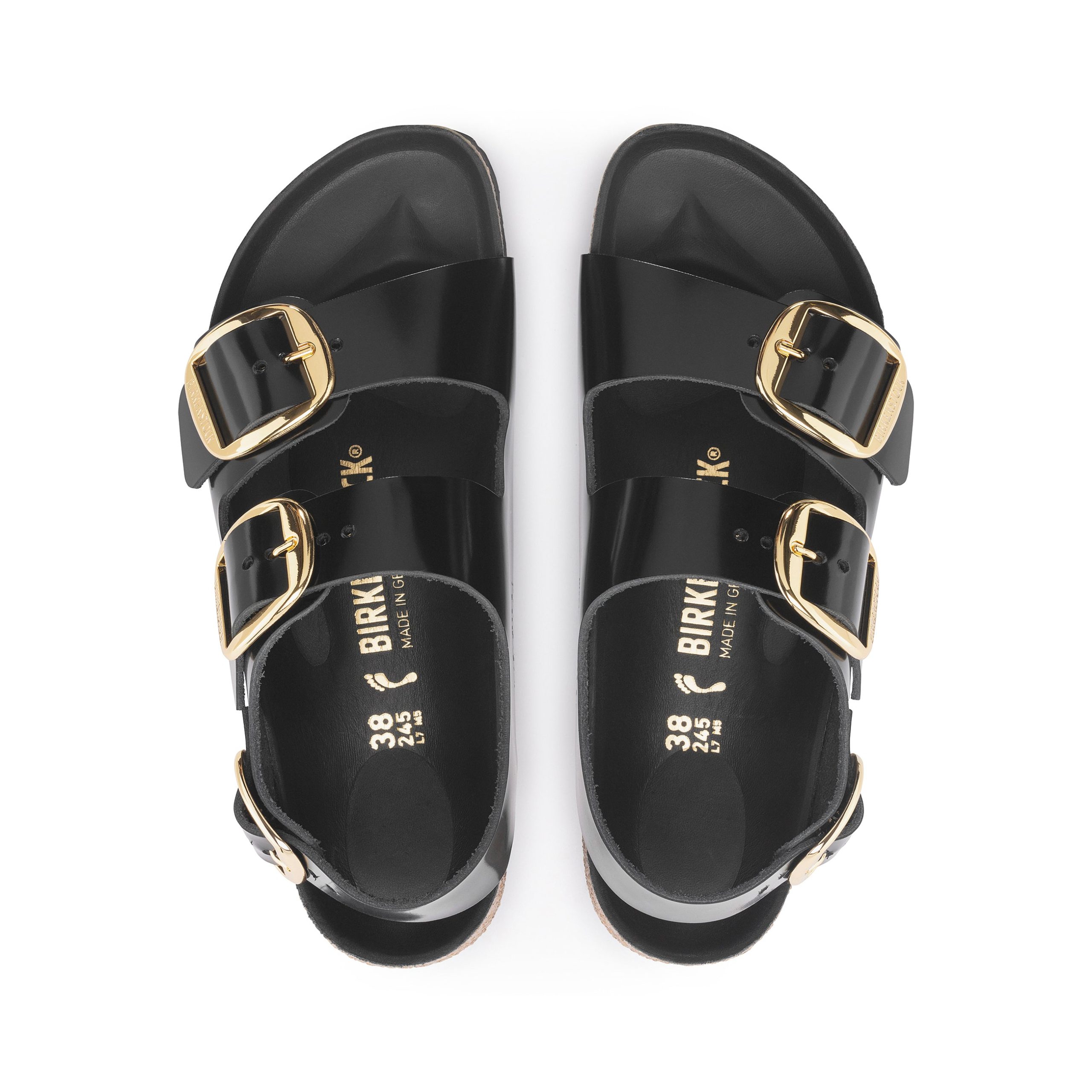 Milano Big Buckle High Shine Black Natural Leather Patent - Image 3